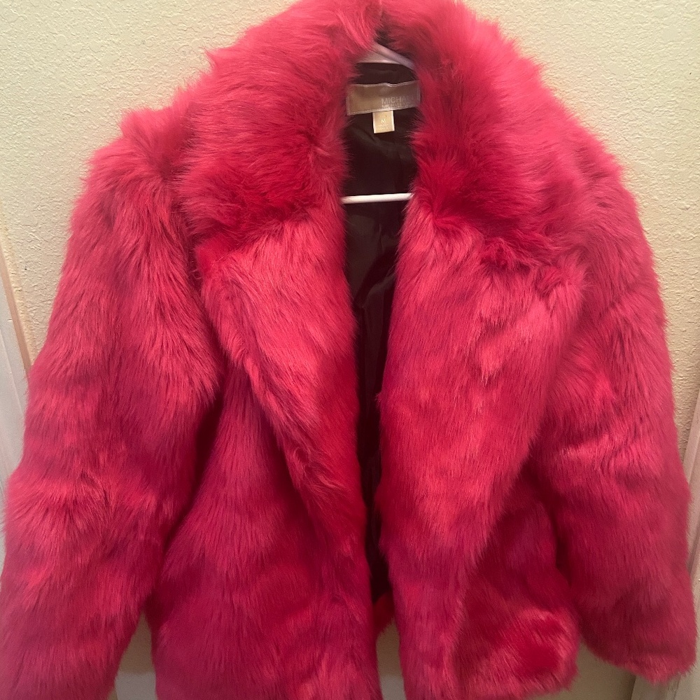 Michael Kors Women’s Pink Faux Fur Coat